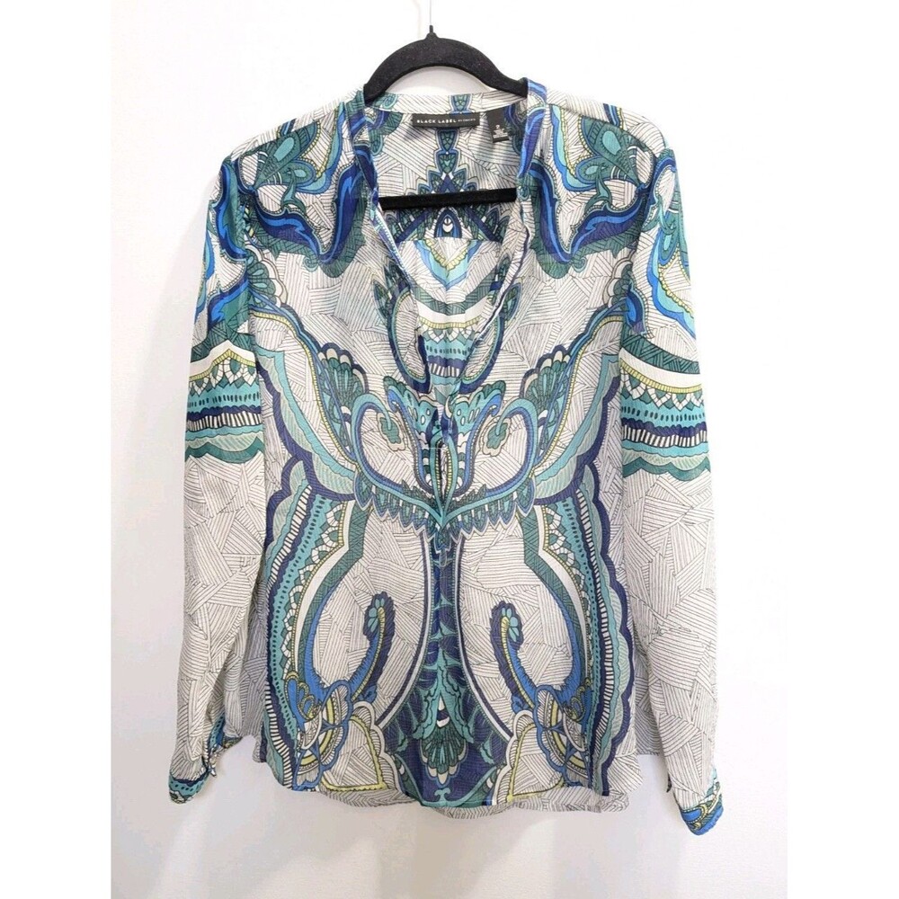 Chicos Women's 2/L Art To Wear Beachy Geometric Design Sheer Top